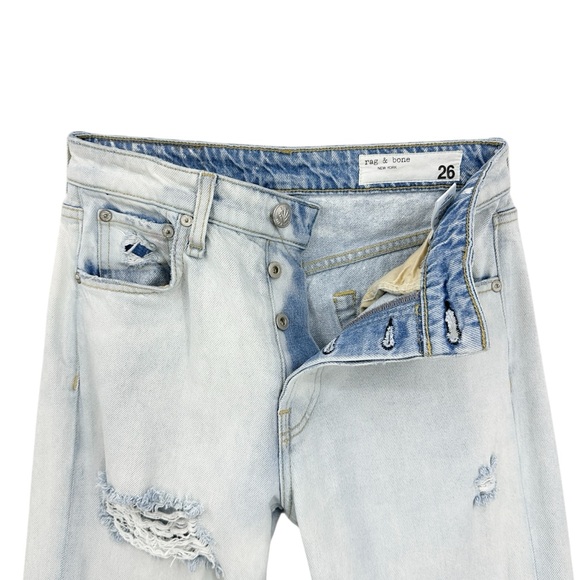 RAG & BONE Jeans Maya High Rise Slim Destroyed Hem Blue - Picture 5 of 8